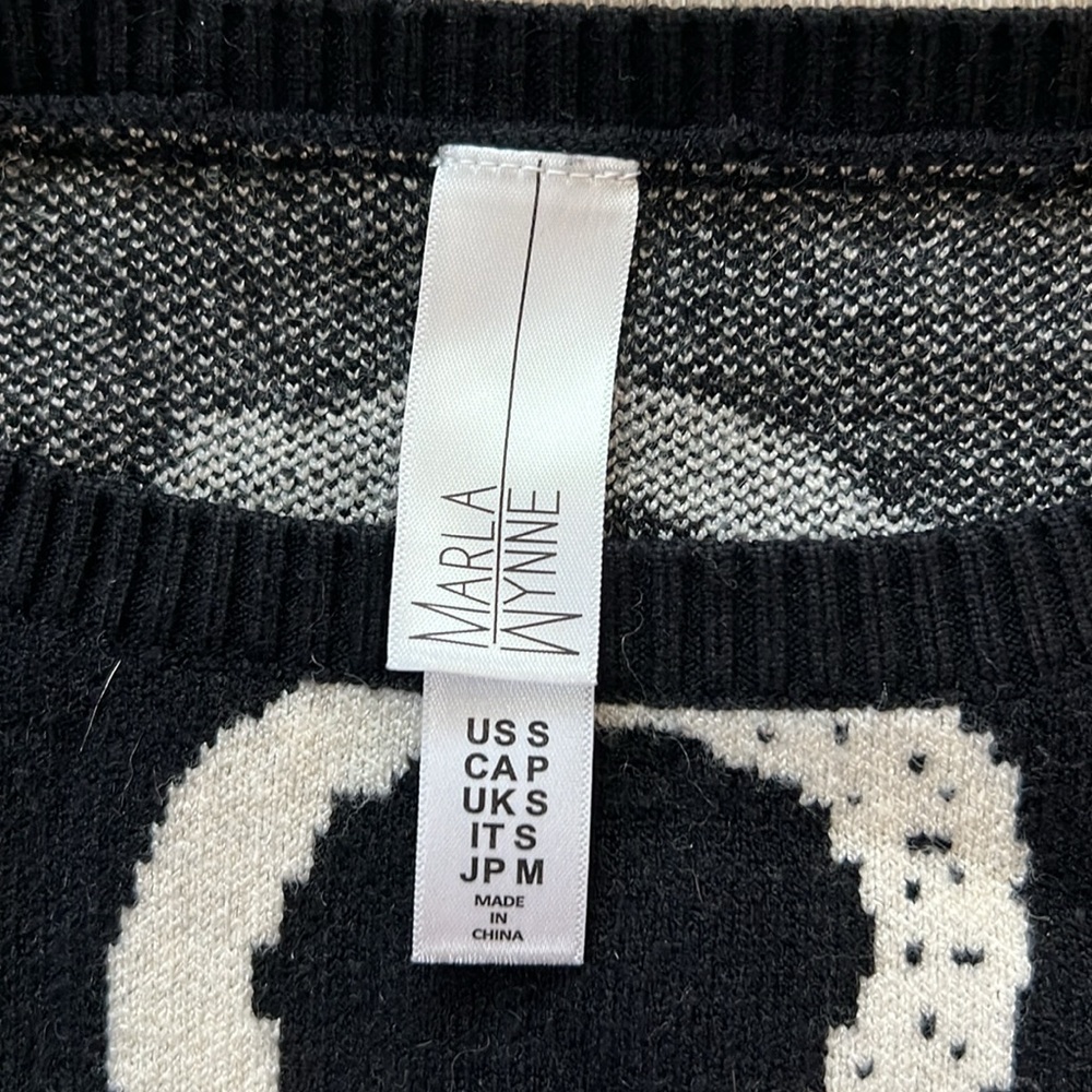 Marla Wynne Boxy Black Sweater with White Circles - Picture 2 of 2